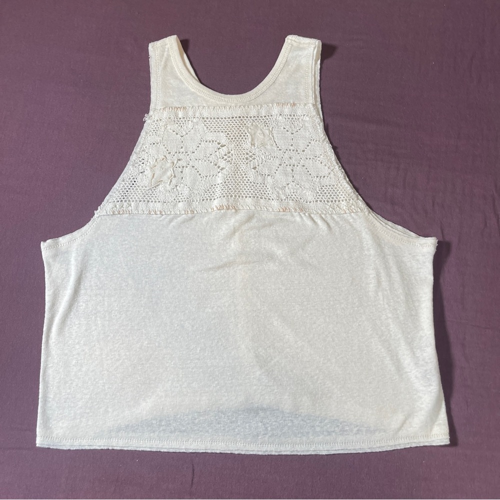 We the Free Crochet Detail Cropped Tank Top in White/off white - XS Free People